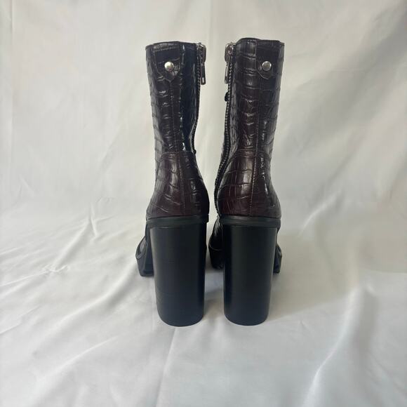 Winnie Harlow x Steve Madden LisaLove Croc Embossed Platform Lace-Up Boots 8.5 - Picture 6 of 10